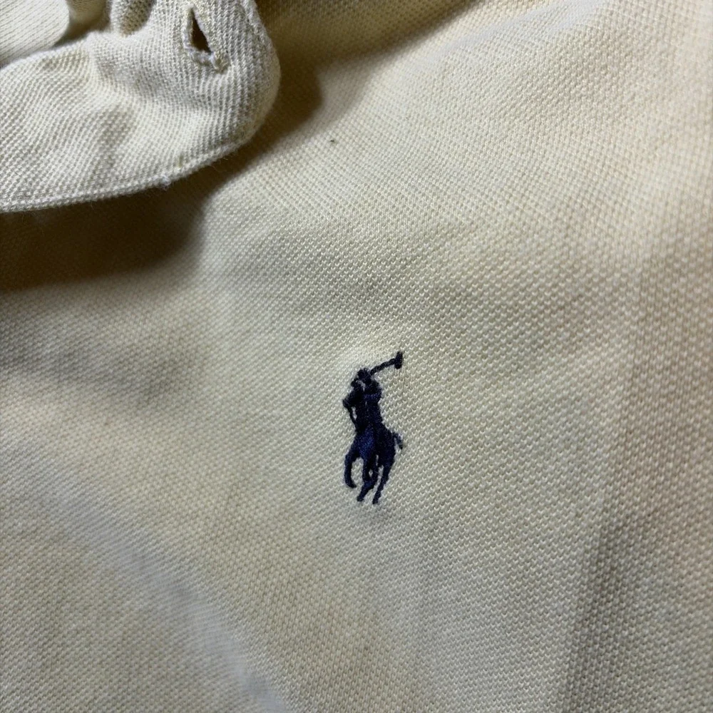 Vintage Polo Ralph Lauren Yellow Knit Polo Shirt 100% Cotton Men Size XL